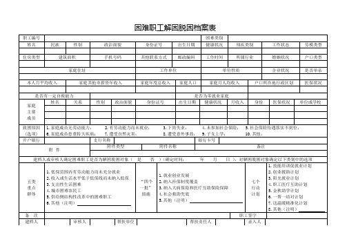 解困脱困档案表