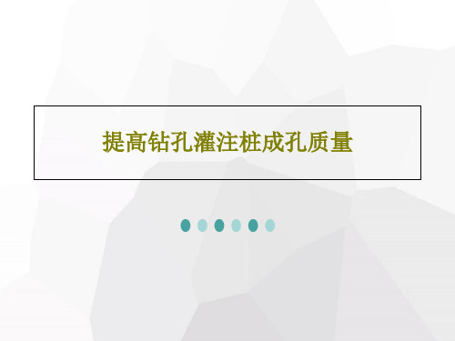 提高钻孔灌注桩成孔质量40页PPT