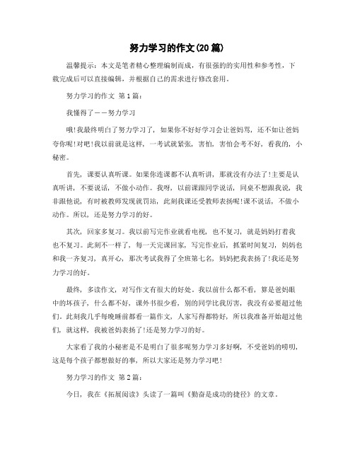 努力学习的作文(20篇)精选范文