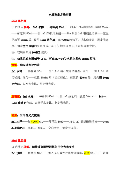 环境相关污染物指标测定方法