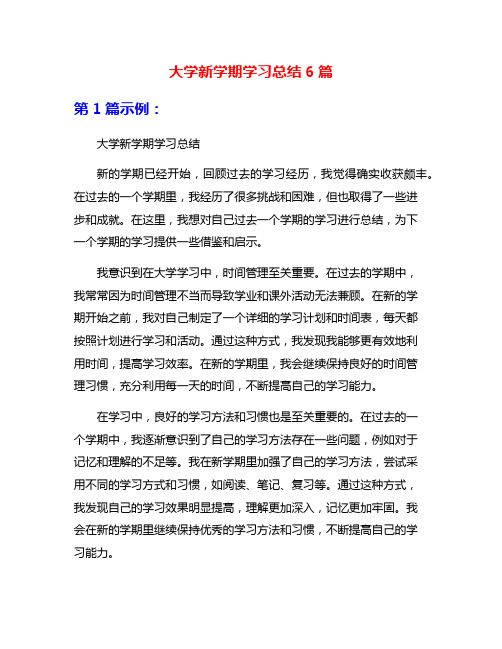 大学新学期学习总结6篇