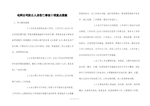  电网公司防止人身伤亡事故十项重点措施