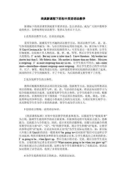 浅谈新课程下的初中英语语法教学