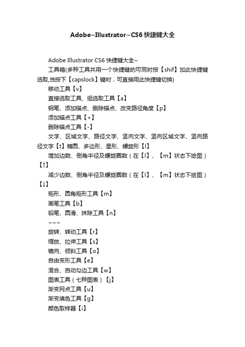 Adobe~Illustrator~CS6快捷键大全