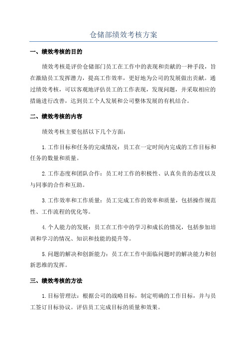 仓储部绩效考核方案