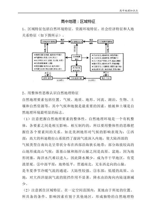 高中地理知识点：区域特征