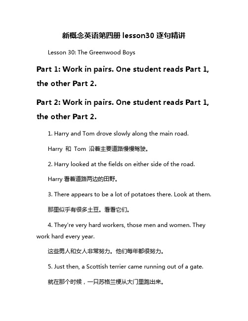 新概念英语第四册lesson30逐句精讲