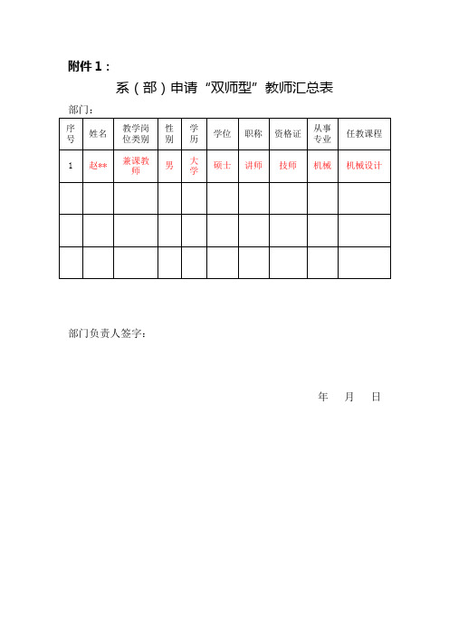 双师型教师申报表