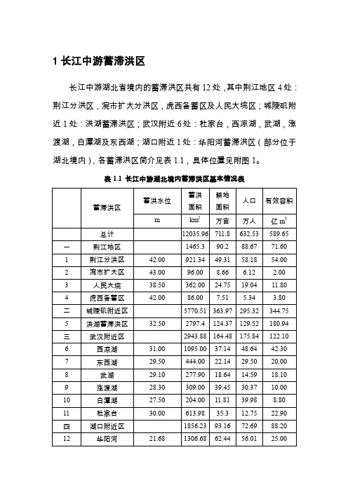 湖北省各蓄滞洪区相关资料