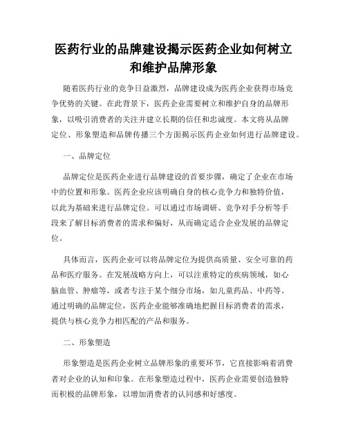 医药行业的品牌建设揭示医药企业如何树立和维护品牌形象