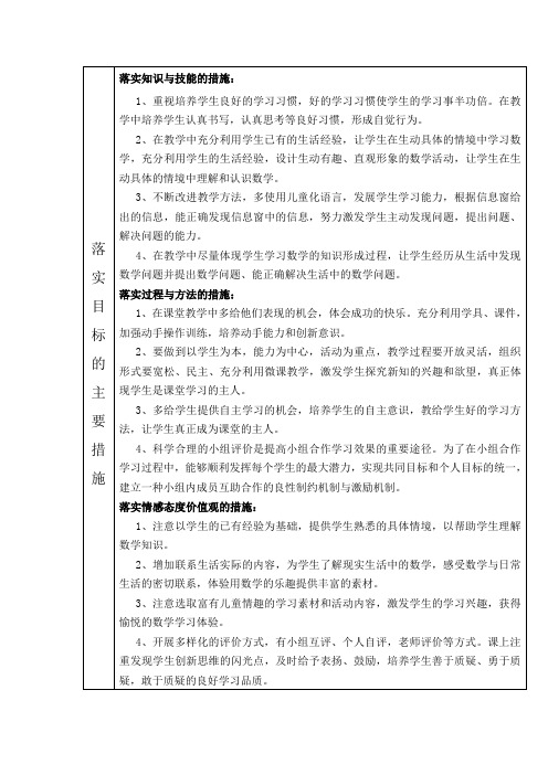 青岛版小学数学一年级上册落实教学目标的主要措施