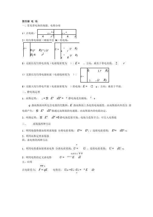 大学物理常用公式(电场磁场 热力学)