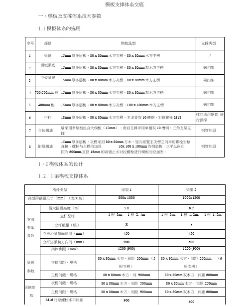 模板支撑体系交底