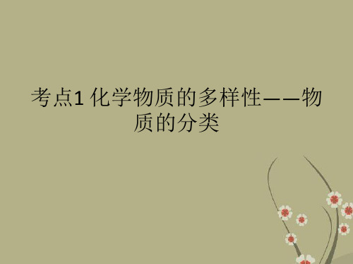 广东省佛山市中大附中三水实验中学2013届中考化学复习 考点1:化学物质的多样性—物质的分类课件 新人教版