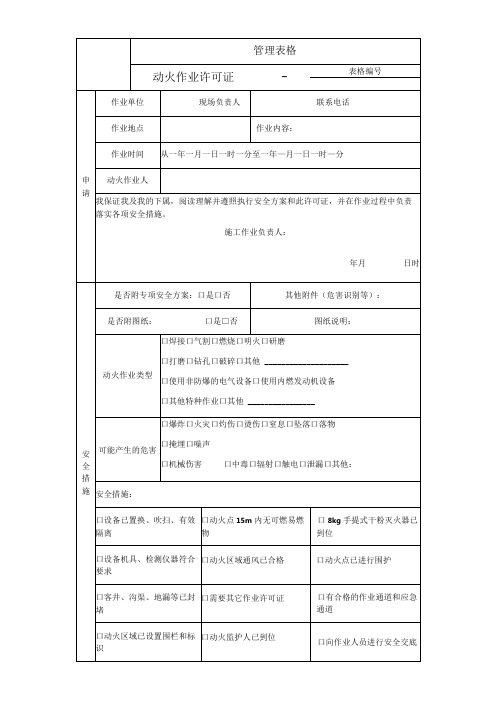 动火作业许可证(1)