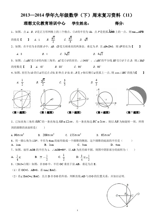 2014年中考数学专题复习试题—圆