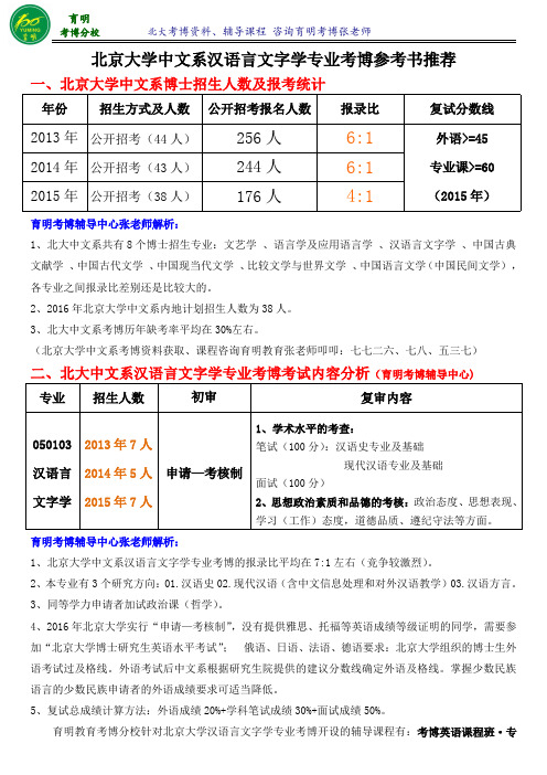 北京大学汉语言文字学考博指定参考书高分课程班考试内容考试重点-育明考研考博