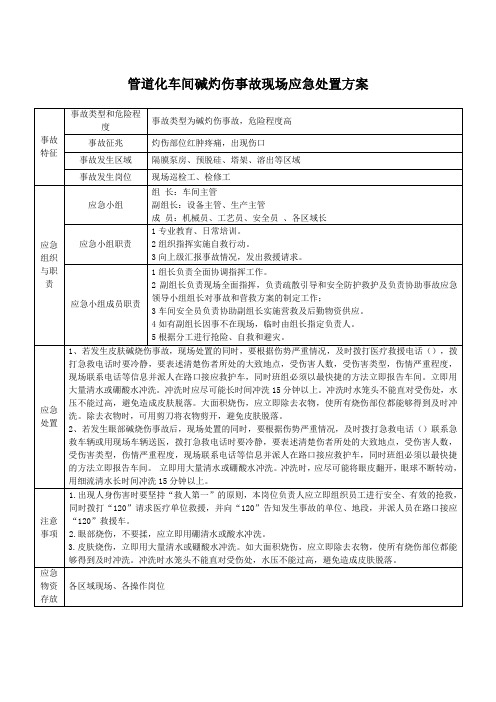 管道化车间碱灼伤事故现场应急处置方案