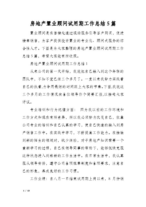 房地产置业顾问试用期工作总结5篇