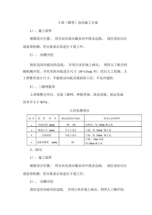 土质(碟型)边沟施工方案(最终版)