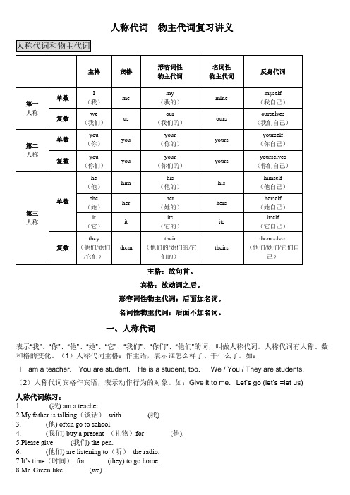 初一英语be动词人称代词物主代词