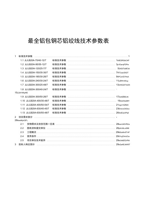 铝包钢芯铝绞线技术参数表