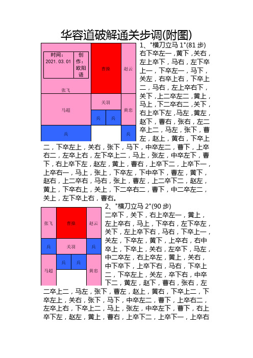 华容道24局最佳解法之欧阳语创编