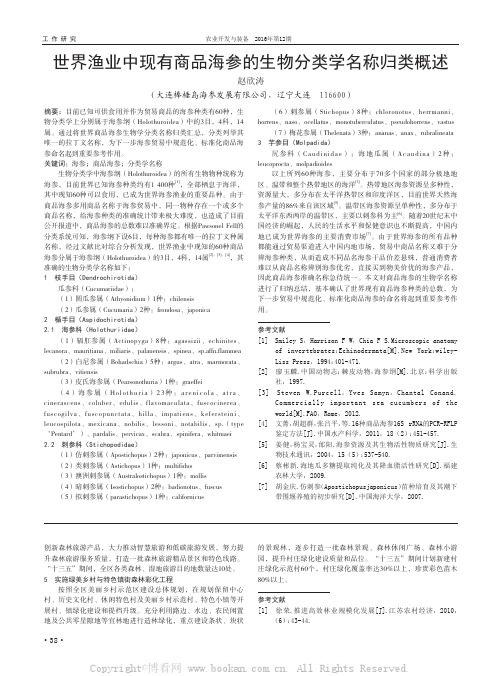 世界渔业中现有商品海参的生物分类学名称归类概述