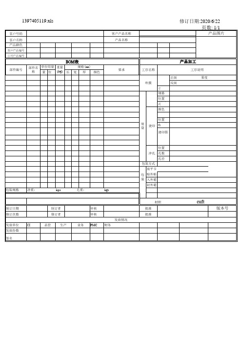 BOM模板物料清单表