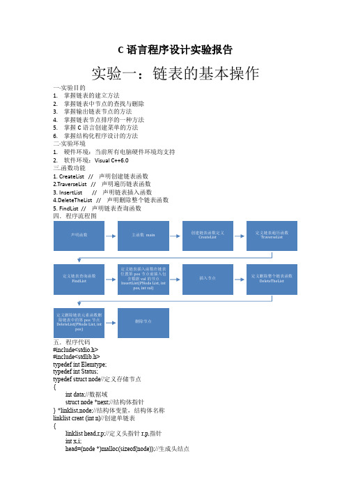 链表实验报告