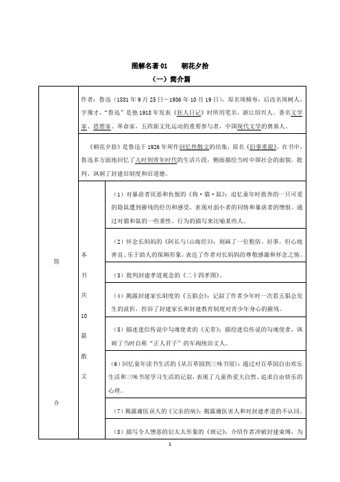 7初中名著阅读《朝花夕拾》知识点归纳