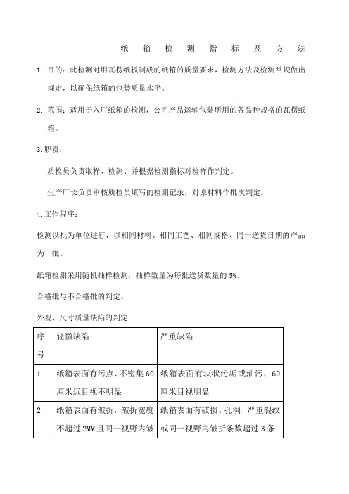 纸箱检验指标及方法