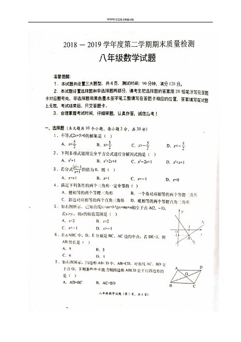 北师大版2018-2019学年八年级(下)期末数学试卷(含解析) (5)(01)