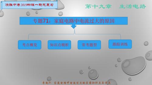 专题71 家庭电路中电流过大的原因(课件)-决胜2019中考物理一轮基础总复习