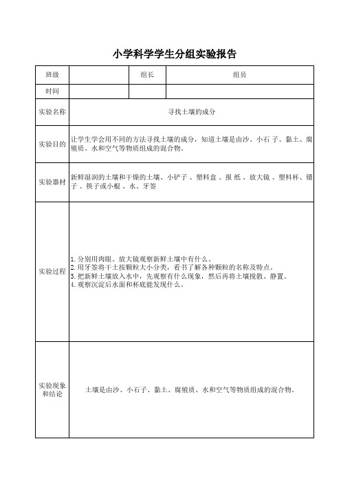 寻找土壤的成分实验报告单