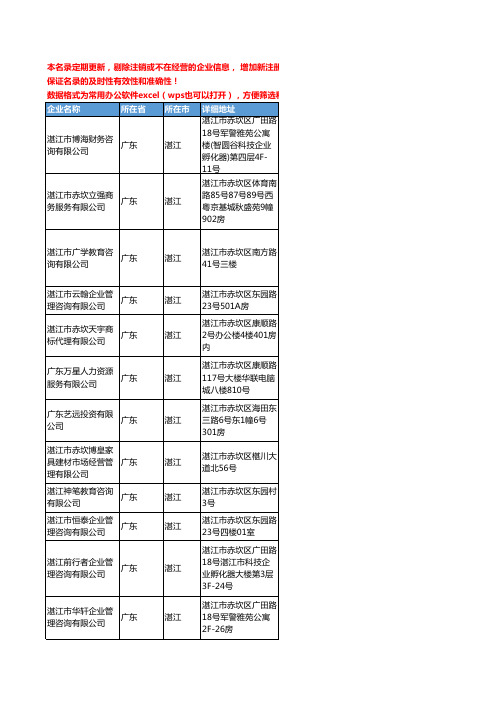 2020新版广东省湛江管理咨询工商企业公司名录名单黄页联系方式大全58家