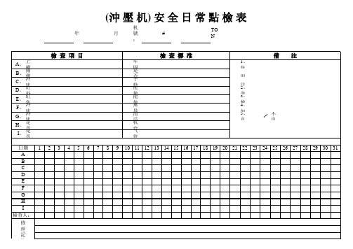 冲压机设备日常点检表