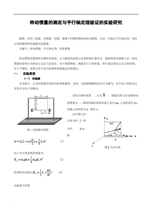 转动惯量的测定与平行轴定理验证的实验研究