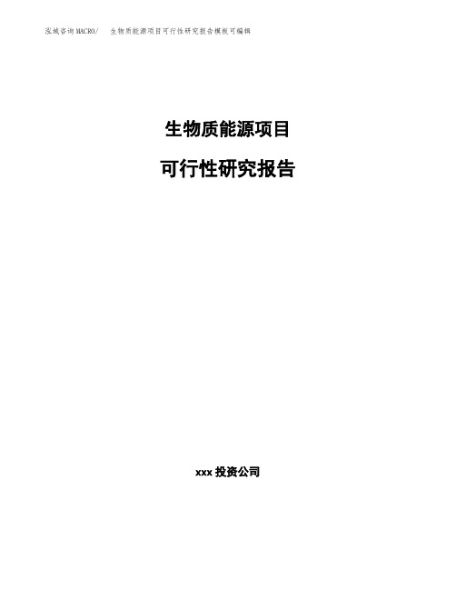 生物质能源项目可行性研究报告模板可编辑