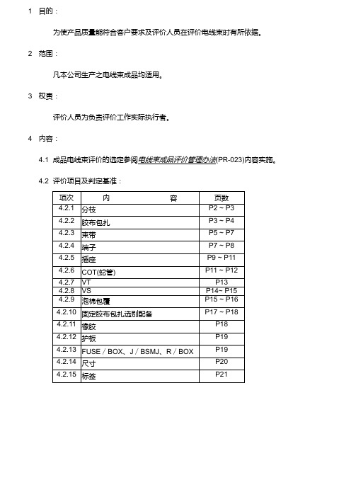 车用线束评价及判定标准