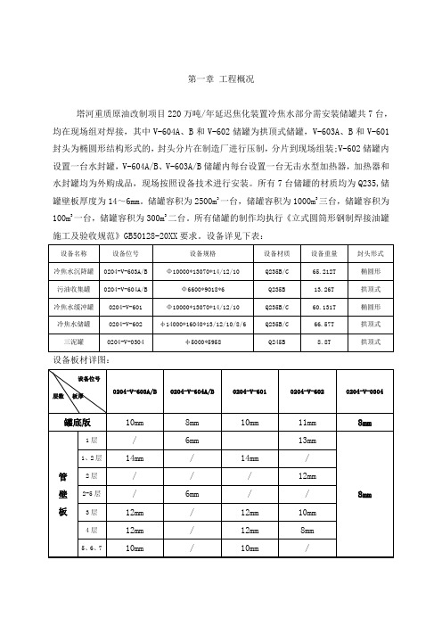 塔河重质原油改质项目220万吨年延迟焦化装置 储罐施工方案 精品