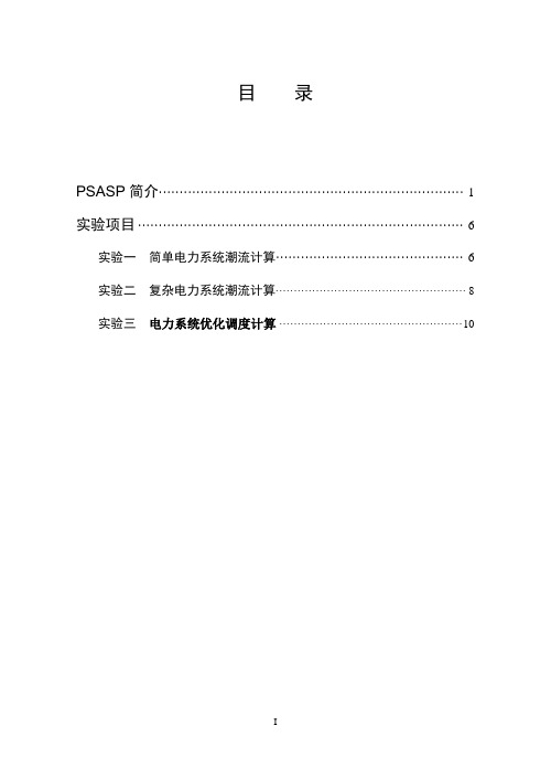 电力系统稳态分析实验指导书