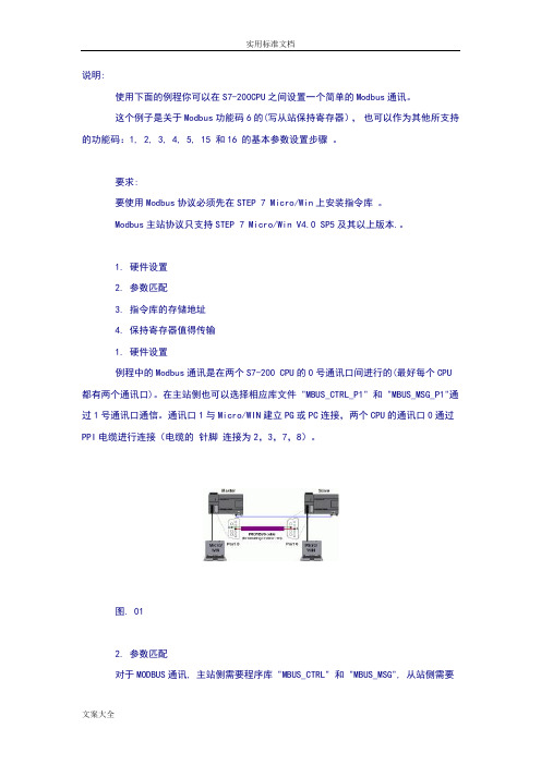 S7-200实现Modbus通信范例(绝对精华)!!