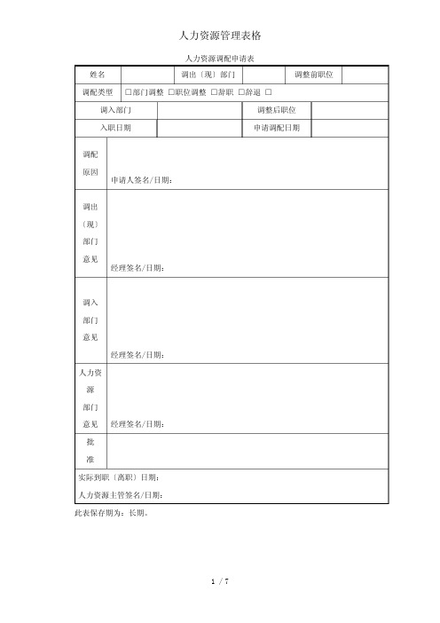 人力资源管理表格