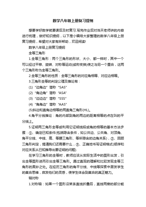 数学八年级上册复习提纲