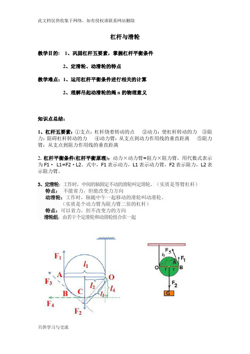 初三物理杠杆滑轮及功机械效率经典例题(附答案)word版本