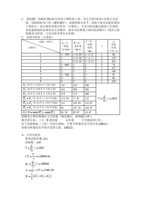 课后作业试验设计与数据处理