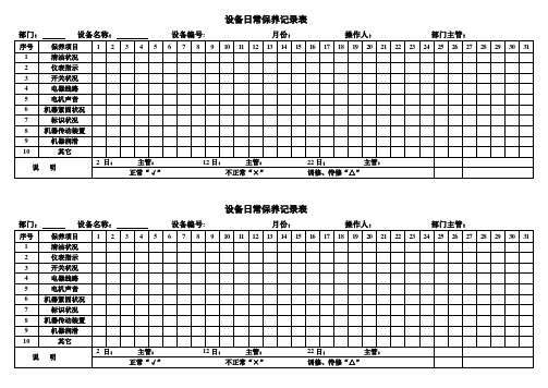 设备日常保养记录表