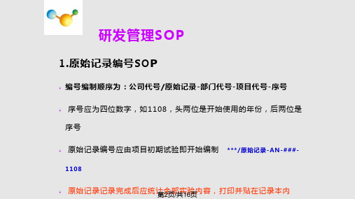 药品研发管理相关SOP