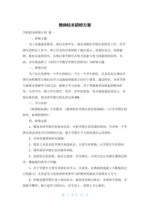 教师校本研修方案